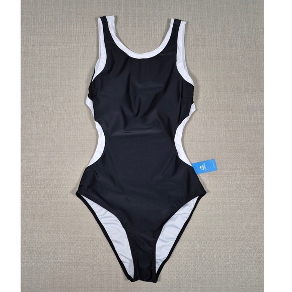 Cupshe Other - Cupshe Womens Black White Colorblock Cutout One Piece Swimsuit Size L New